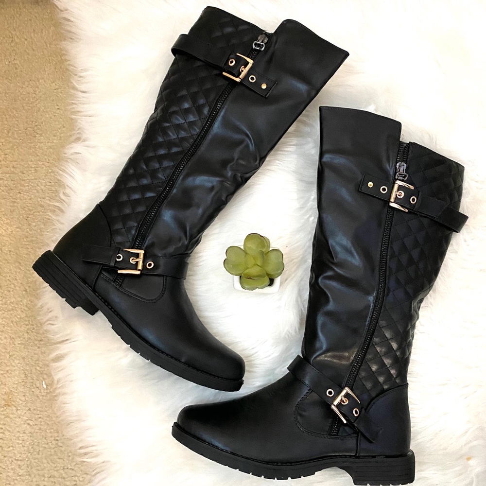 NEW faux leather black boots